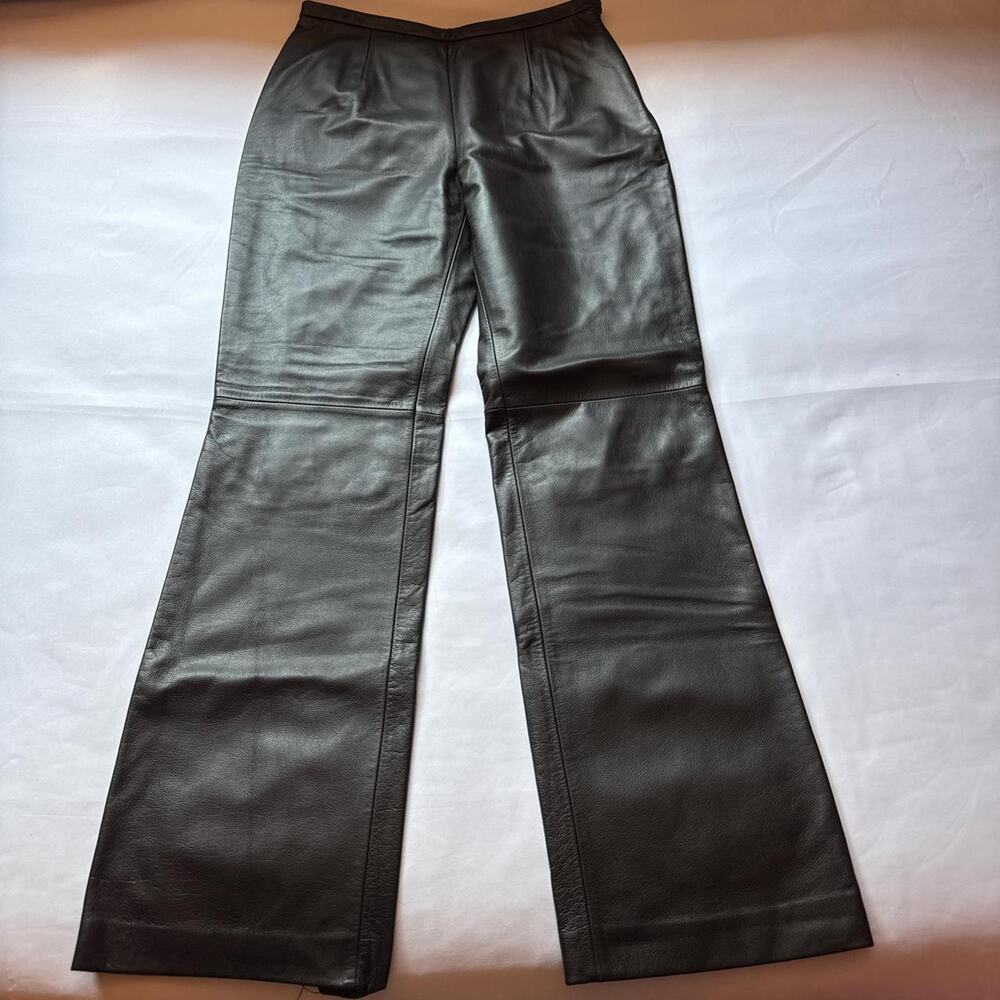VTG Rena Rowan 100% Leather Pants Brown Women's Medium Y2K Rockstar GF Bikercore
